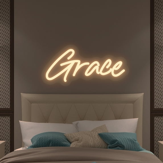 UPONRAY Single-line Custom Neon Signs, Customizable USB-Powered & Dimmable LED Neon Light, Stylish Wall Decor as Gifts for Bedroom, Home, Bar, Family, Lover, Friend, Warm White, 16 inch/8 Letters