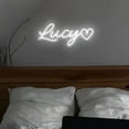 thumbnail image 1 of UPONRAY Single Line Custom Neon Signs with Heart, Usb Powered with Adjustable Brightness Wall Decor for Gifts, Cool White, 5 inch, 1 of 9