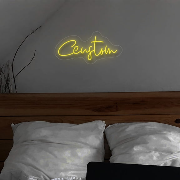 UPONRAY Single Line Custom Neon Signs, Usb Powered with Adjustable Brightness Wall Decor for Gifts, Lemon Yellow, 14 inch