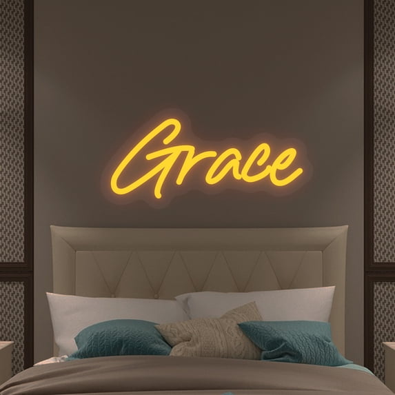 UPONRAY Single-line Custom Neon Signs, Customizable USB-Powered & Dimmable LED Neon Light, Stylish Wall Decor as Gifts for Bedroom, Home, Bar, Family, Lover, Friend, Yellow, 5 inch/2 Letters