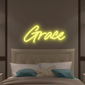 UPONRAY Single-line Custom Neon Signs, Customizable USB-Powered & Dimmable LED Neon Light, Stylish Wall Decor as Gifts for Bedroom, Home, Bar, Family, Lover, Friend, Lemon Yellow, 28 inch/14 Letters