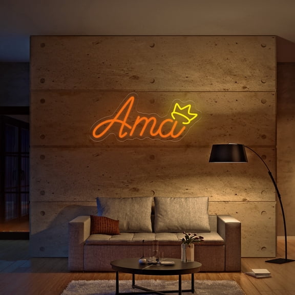 UPONRAY Single Line Custom Neon Signs with Crown, Usb Powered with Adjustable Brightness Wall Decor for Gifts, Orange, 12 inch