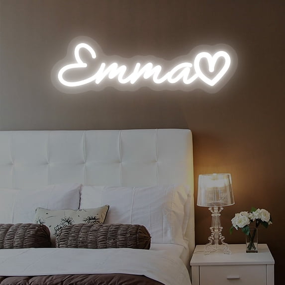 UPONRAY Single Line Custom Neon Signs with Heart, Usb Powered with Adjustable Brightness Wall Decor for Gifts, Cool White, 10 inch