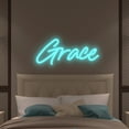 thumbnail image 1 of UPONRAY Single-line Custom Neon Signs, Customizable USB-Powered & Dimmable LED Neon Light, Stylish Wall Decor as Gifts for Bedroom, Home, Bar, Family, Lover, Friend, Ice Blue, 26 inch/13 Letters, 1 of 8