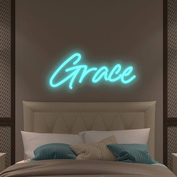 UPONRAY Single-line Custom Neon Signs, Customizable USB-Powered & Dimmable LED Neon Light, Stylish Wall Decor as Gifts for Bedroom, Home, Bar, Family, Lover, Friend, Ice Blue, 26 inch/13 Letters