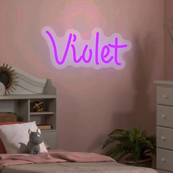 UPONRAY Single-line Custom Neon Signs, Customizable USB-Powered & Dimmable LED Neon Light, Stylish Wall Decor as Gifts for Bedroom, Home, Bar, Family, Lover, Friend, Purple, 5 inch/2 Letters
