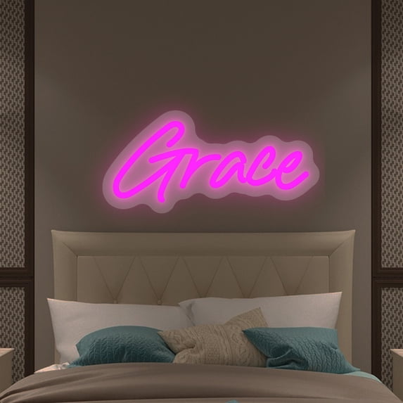 UPONRAY Single-line Custom Neon Signs, Customizable USB-Powered & Dimmable LED Neon Light, Stylish Wall Decor as Gifts for Bedroom, Home, Bar, Family, Lover, Friend, Rose Red, 20 inch/10 Letters