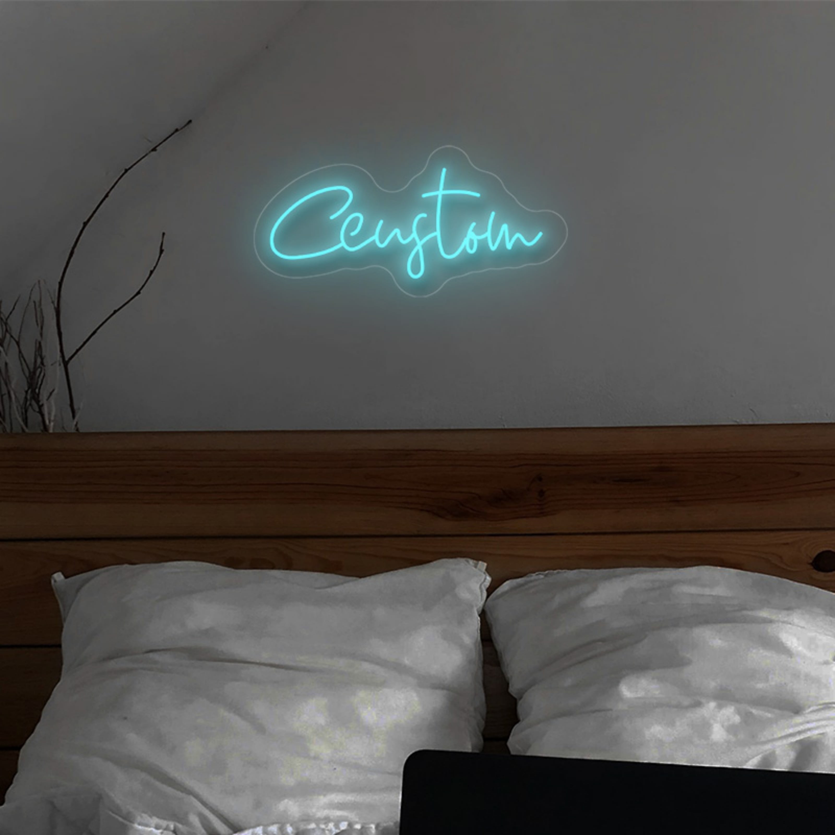 UPONRAY Single Line Custom Neon Signs, Usb Powered with Adjustable Brightness Wall Decor for Gifts, Ice Blue, 12 inch