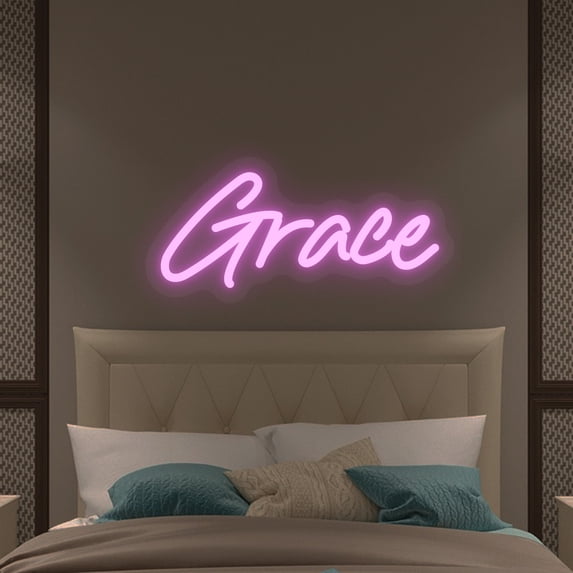 UPONRAY Single-line Custom Neon Signs, Customizable USB-Powered & Dimmable LED Neon Light, Stylish Wall Decor as Gifts for Bedroom, Home, Bar, Family, Lover, Friend, Pink, 24 inch/12 Letters