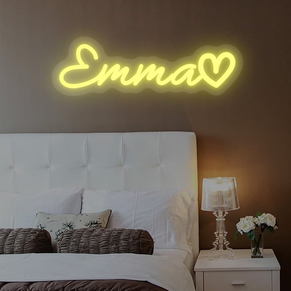 UPONRAY Single Line Custom Neon Signs with Heart, Usb Powered with Adjustable Brightness Wall Decor for Gifts, Lemon Yellow, 12 inch