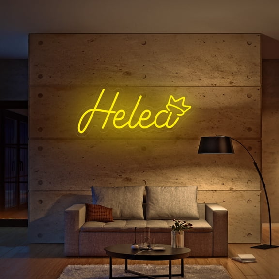 UPONRAY Single Line Custom Neon Signs with Crown, Usb Powered with Adjustable Brightness Wall Decor for Gifts, Lemon Yellow, 10 inch