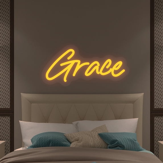 UPONRAY Single-line Custom Neon Signs, Customizable USB-Powered & Dimmable LED Neon Light, Stylish Wall Decor as Gifts for Bedroom, Home, Bar, Family, Lover, Friend, Yellow, 14 inch/6 Letters