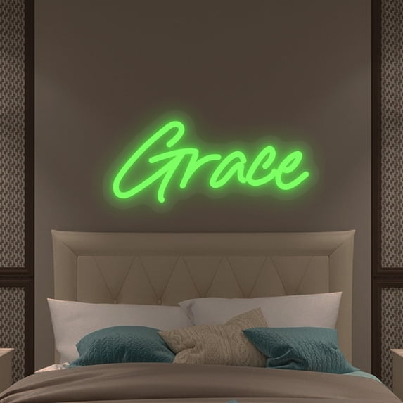 UPONRAY Single-line Custom Neon Signs, Customizable USB-Powered & Dimmable LED Neon Light, Stylish Wall Decor as Gifts for Bedroom, Home, Bar, Family, Lover, Friend, Green, 10 inch/5 Letters