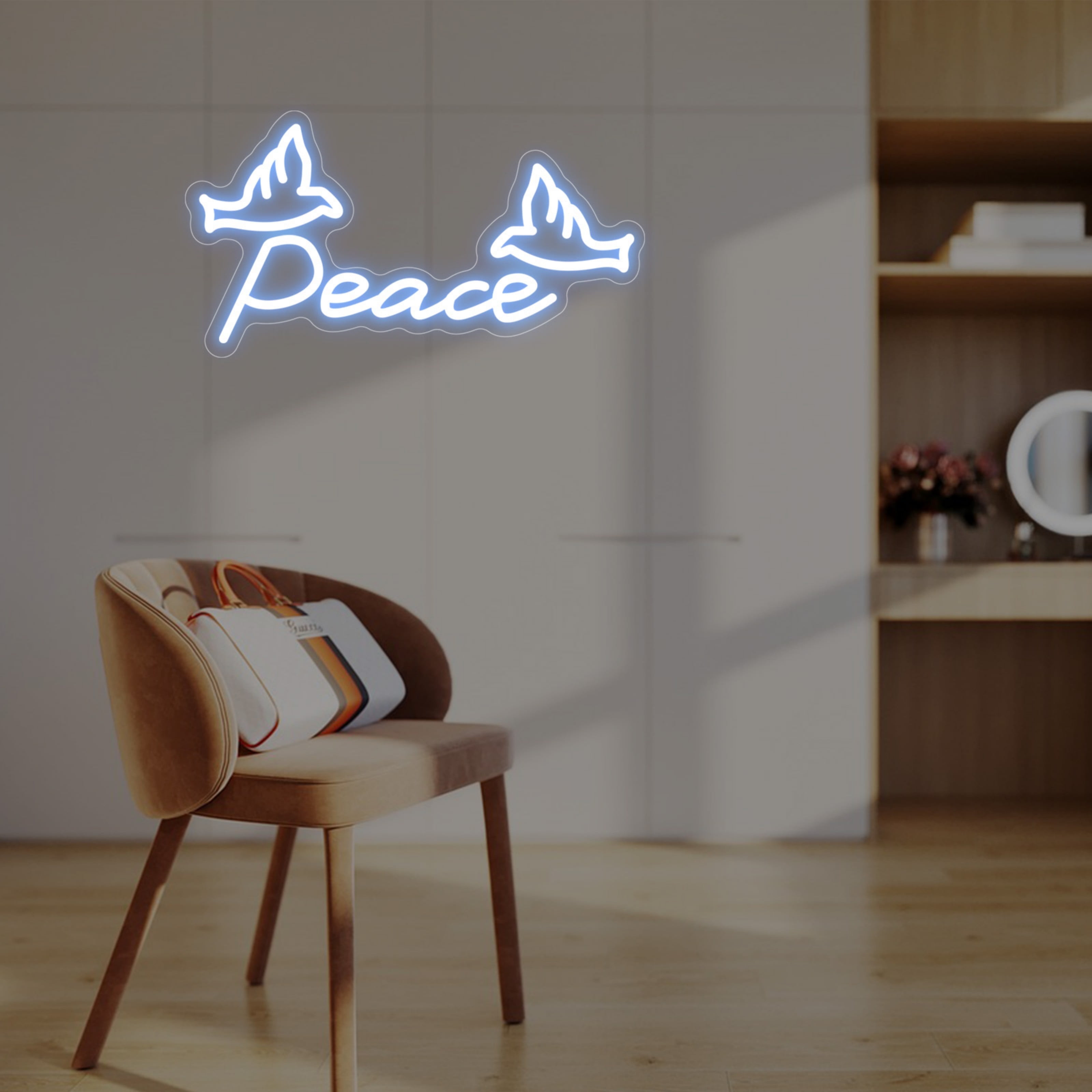 UPONRAY Single Line Custom Neon Signs with Dove, Usb Powered with Adjustable Brightness Wall Decor for Gifts, Dark Blue, 16 inch
