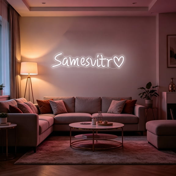 UPONRAY Single-line Custom Neon Signs with Heart, Customizable USB-Powered & Dimmable LED Neon Light, Stylish Wall Decor for Bedroom, Home, Lover, Friend, Cool White, 5 inch/1 Letter