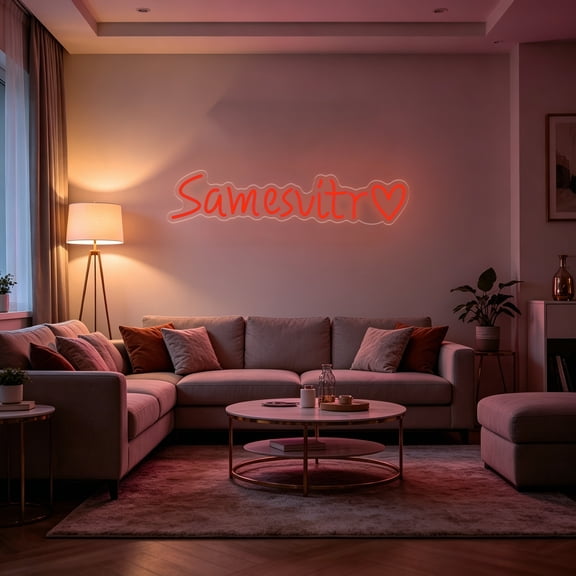 UPONRAY Single-line Custom Neon Signs with Heart, Customizable USB-Powered & Dimmable LED Neon Light, Stylish Wall Decor for Bedroom, Home, Lover, Friend, Red, 28 inch/13 Letters