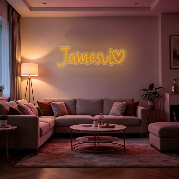 UPONRAY Single-line Custom Neon Signs with Heart, Customizable USB-Powered & Dimmable LED Neon Light, Stylish Wall Decor for Bedroom, Home, Lover, Friend, Yellow, 5 inch/1 Letter