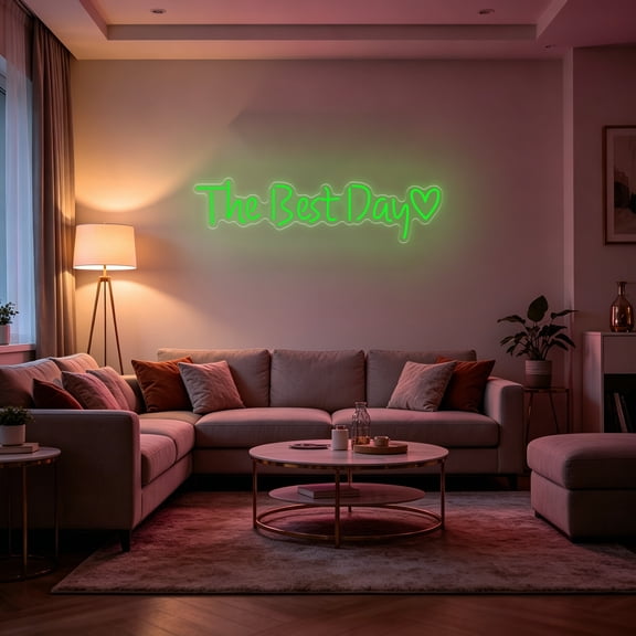 UPONRAY Single-line Custom Neon Signs with Heart, Customizable USB-Powered & Dimmable LED Neon Light, Stylish Wall Decor for Bedroom, Home, Lover, Friend, Green, 5 inch/1 Letter