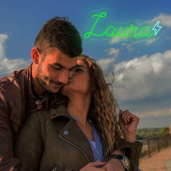 UPONRAY Single Line Custom Neon Signs with Lightning, Usb Powered with Adjustable Brightness Wall Decor for Gifts, Green, 5 inch