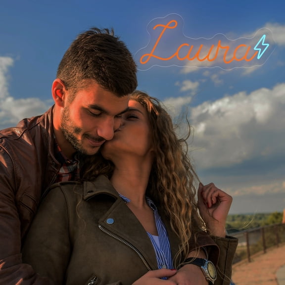 UPONRAY Single Line Custom Neon Signs with Lightning, Usb Powered with Adjustable Brightness Wall Decor for Gifts, Orange, 5 inch