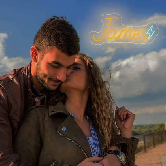 UPONRAY Single Line Custom Neon Signs with Lightning, Usb Powered with Adjustable Brightness Wall Decor for Gifts, Yellow, 5 inch
