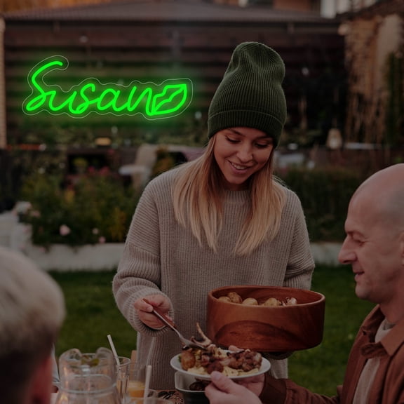 UPONRAY Single Line Custom Neon Signs with Lip, Usb Powered with Adjustable Brightness Wall Decor for Gifts, Green, 5 inch