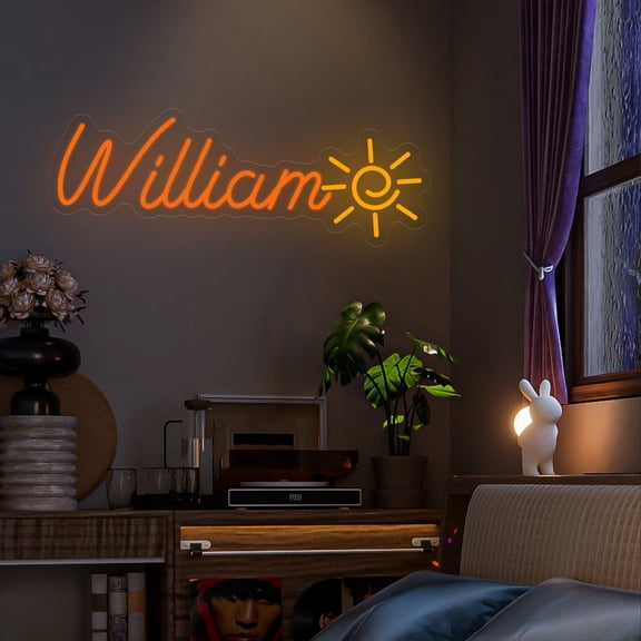 UPONRAY Single Line Custom Neon Signs with Sun, Usb Powered with Adjustable Brightness Wall Decor for Gifts, Orange, 16 inch