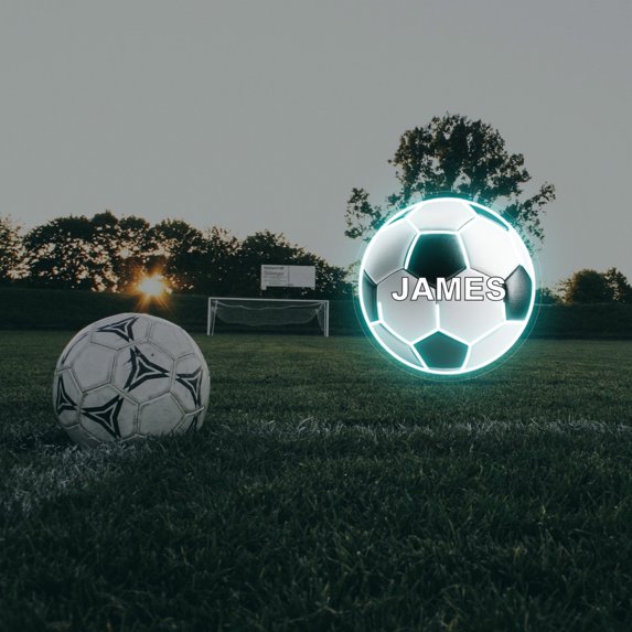 UPONRAY Soccer Custom Neon Signs, Usb Powered with Adjustable Brightness Wall Decor for Gifts, Ice Blue, 18 inch