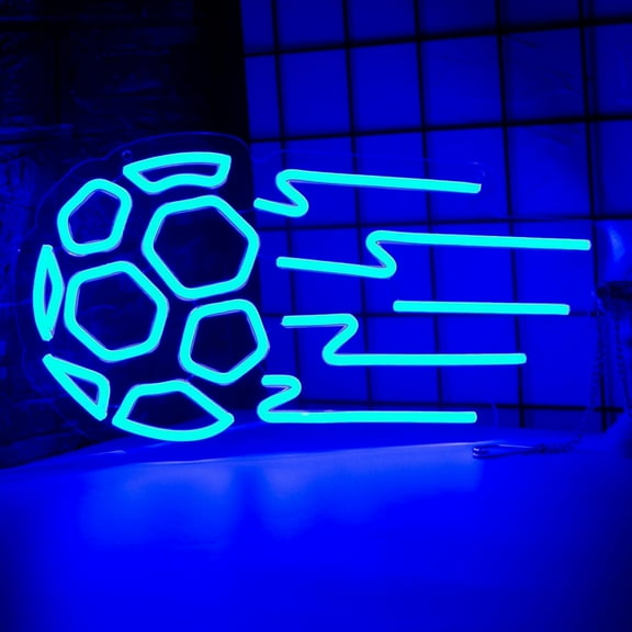 UPONRAY Soccer Neon Signs, 15.7"*8.2" Dimmable & USB-Powered LED Neon Light, Stylish Wall Decor for Gym, Fitness Center, Home, Bar, Man Cave