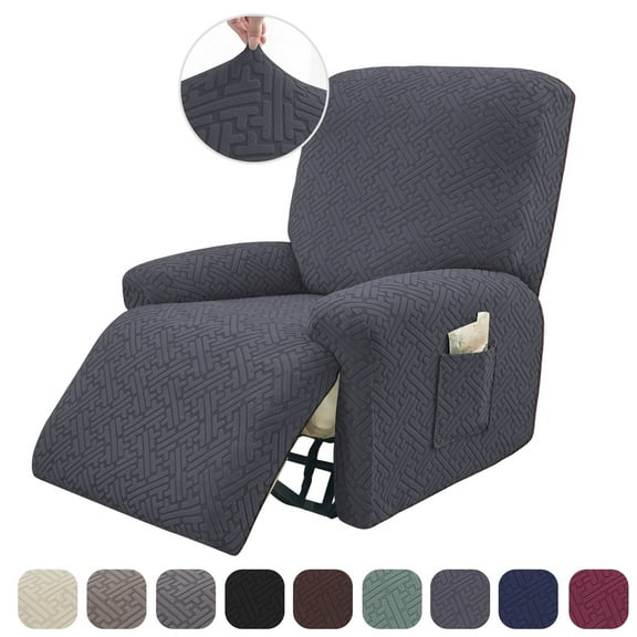 UPONRAY Stretch Recliner Chair Covers, Stripe Jacquard Recliner Couch Covers for Protect Furniture Chair(1 Seater,Dark Gray)