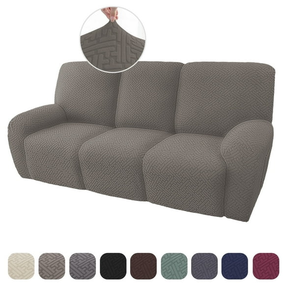 UPONRAY Stretch Recliner Chair Covers, Stripe Jacquard Recliner Couch Covers for Protect Furniture Chair(3 Seater,Khaki)