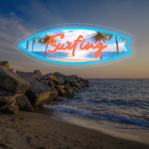 UPONRAY Surfboard Custom Neon Signs, Usb Powered with Adjustable Brightness Wall Decor for Gifts, Orange, 22 inch