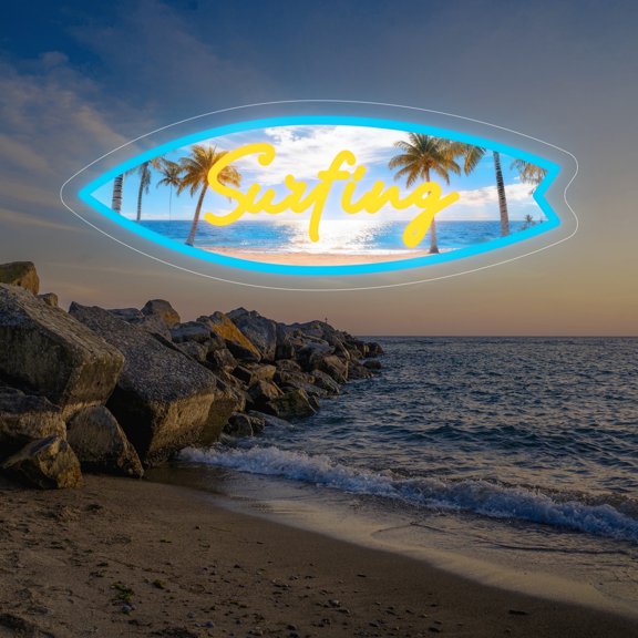 UPONRAY Surfboard Custom Neon Signs, Usb Powered with Adjustable Brightness Wall Decor for Gifts, Yellow, 18 inch