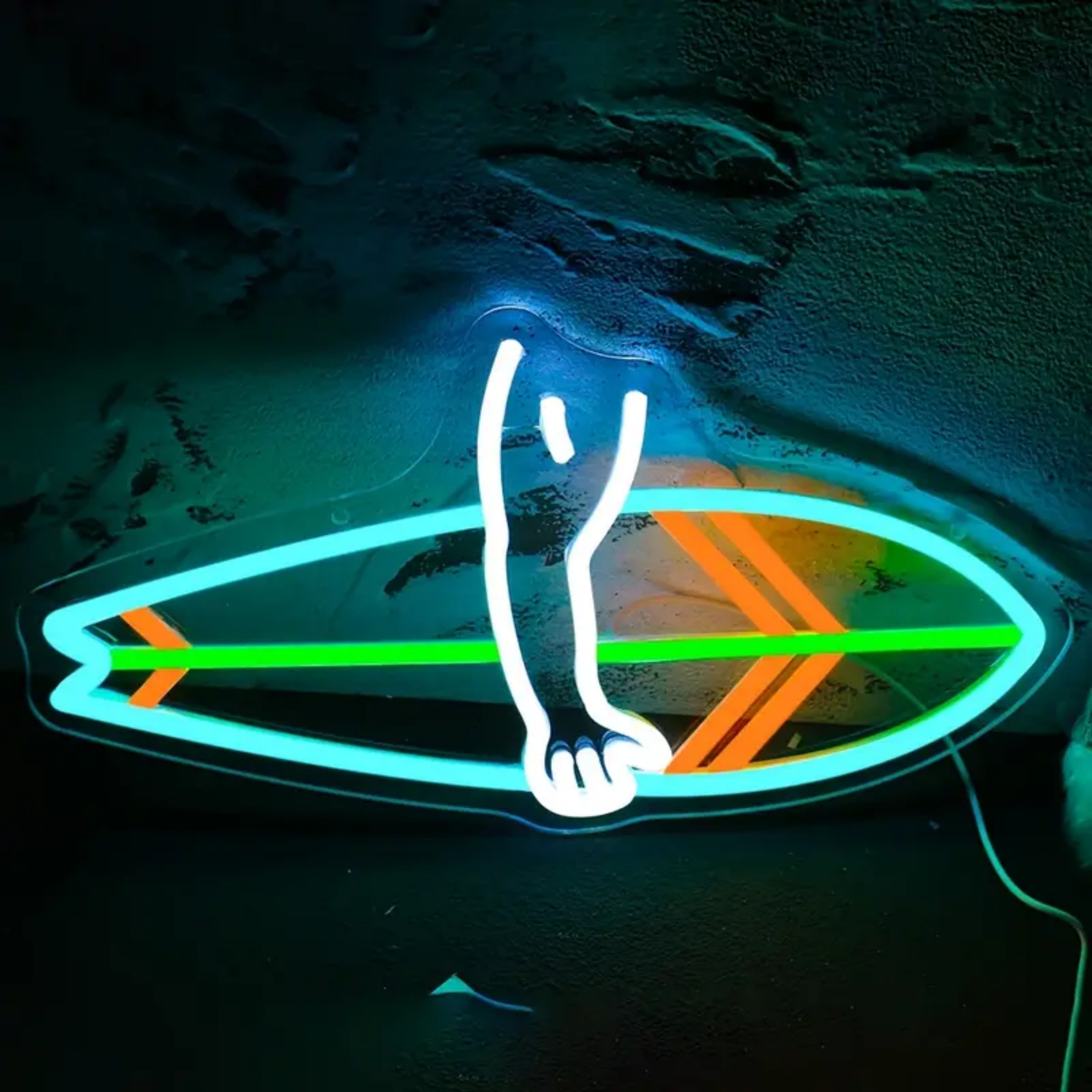 UPONRAY Surfboard Neon Signs, 15.7"*7.8" Dimmable & USB-Powered LED Neon Light, Stylish Wall Decor for Home, Beach Bar, Natatorium, Swimming Pool