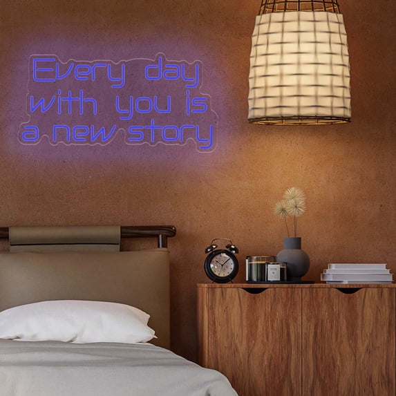 UPONRAY Three Lines Custom Neon Signs, Customizable USB-Powered & Dimmable LED Neon Light, Stylish Wall Decor for Bedroom, Home, Lover, Friend, Dark Blue, 20 inch