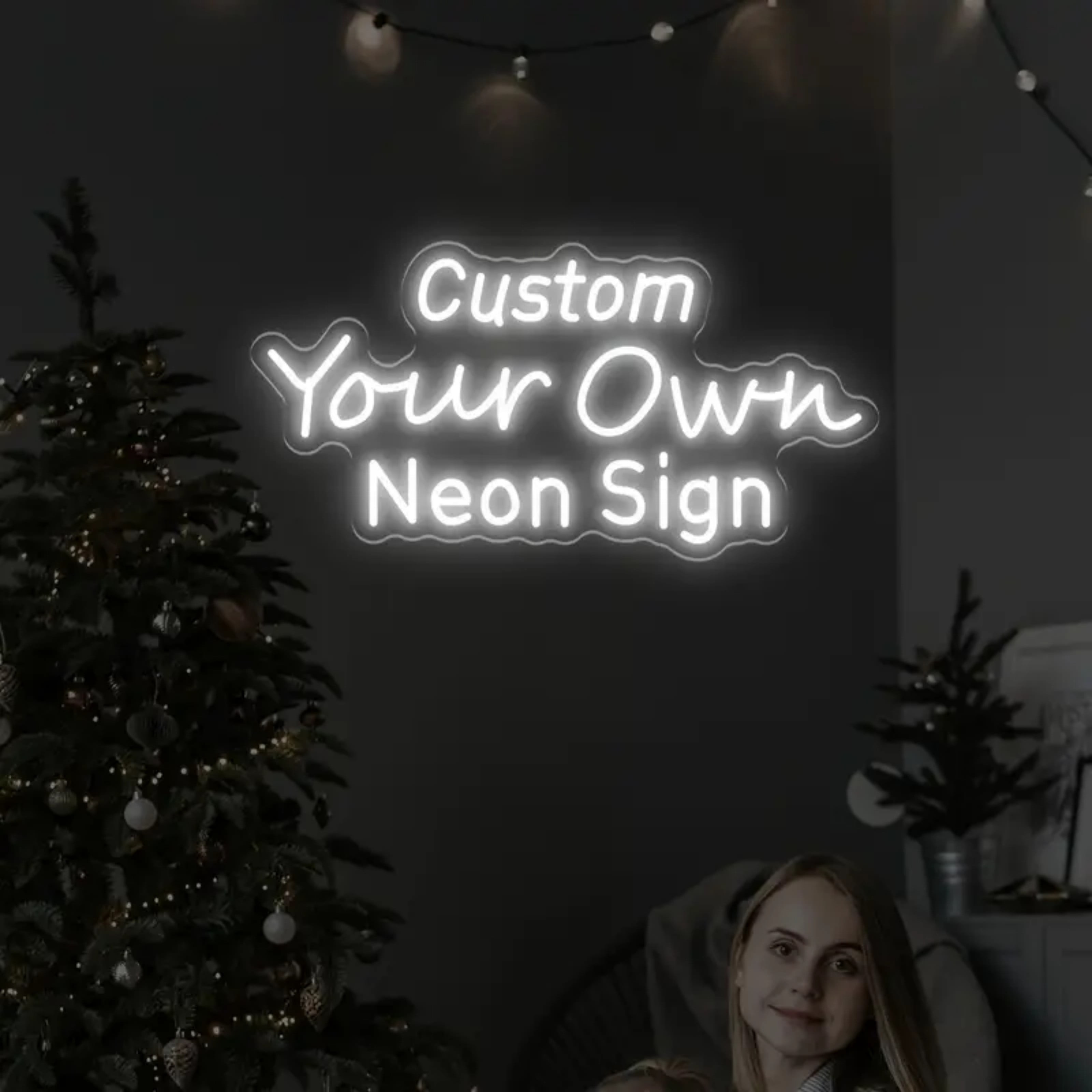 UPONRAY Three Lines Custom Neon Signs, Usb Powered with Adjustable Brightness Wall Decor for Gifts, Cool White, 16 inch
