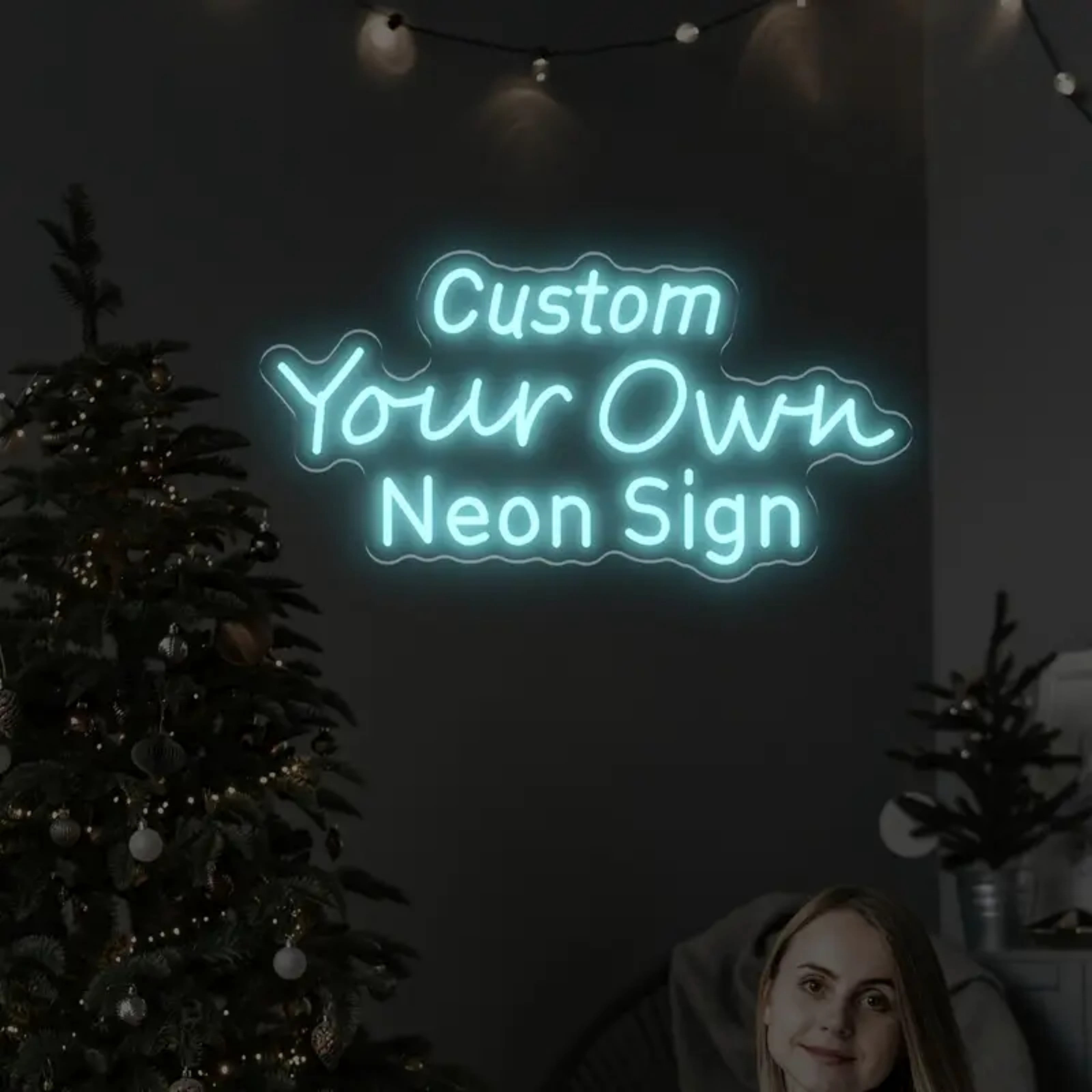 UPONRAY Three Lines Custom Neon Signs, Usb Powered with Adjustable Brightness Wall Decor for Gifts, Ice Blue, 10 inch