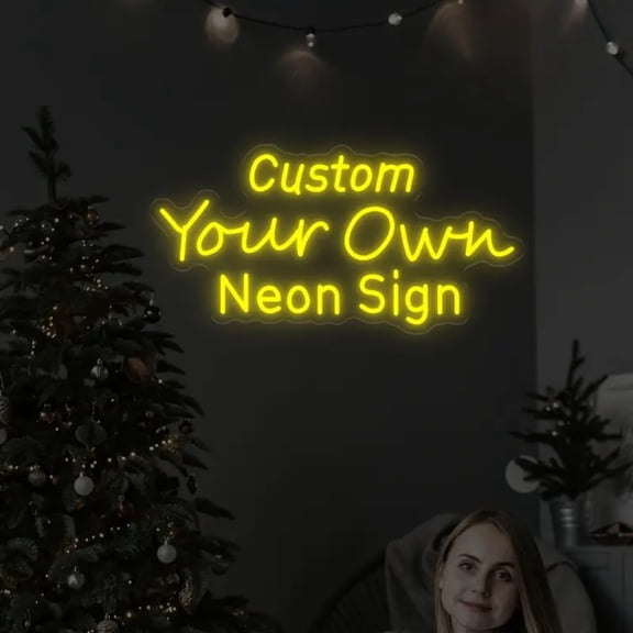 UPONRAY Three Lines Custom Neon Signs, Usb Powered with Adjustable Brightness Wall Decor for Gifts, Lemon Yellow, 10 inch