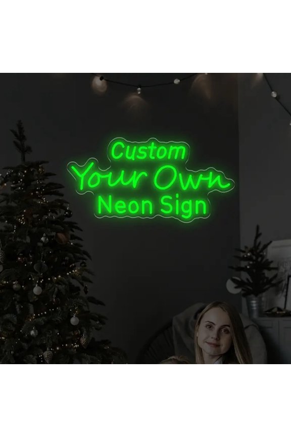 Three Lines Custom Neon Signs, Usb Powered with Adjustable Brightness Wall Decor for Gifts, Green, 10 inch
