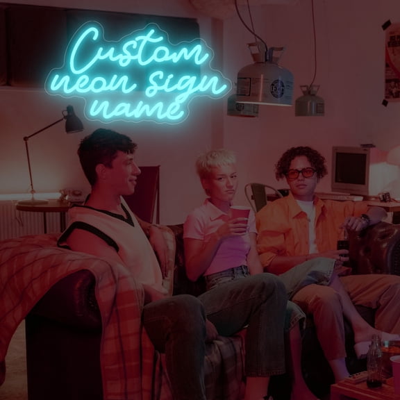 UPONRAY Three Lines Custom Neon Signs, Usb Powered with Adjustable Brightness Wall Decor for Gifts, Ice Blue, 24 inch