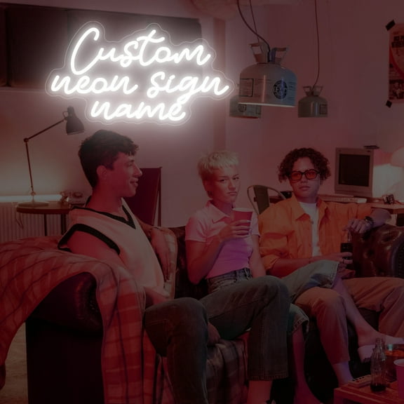 UPONRAY Three Lines Custom Neon Signs, Usb Powered with Adjustable Brightness Wall Decor for Gifts, Cool White, 16 inch