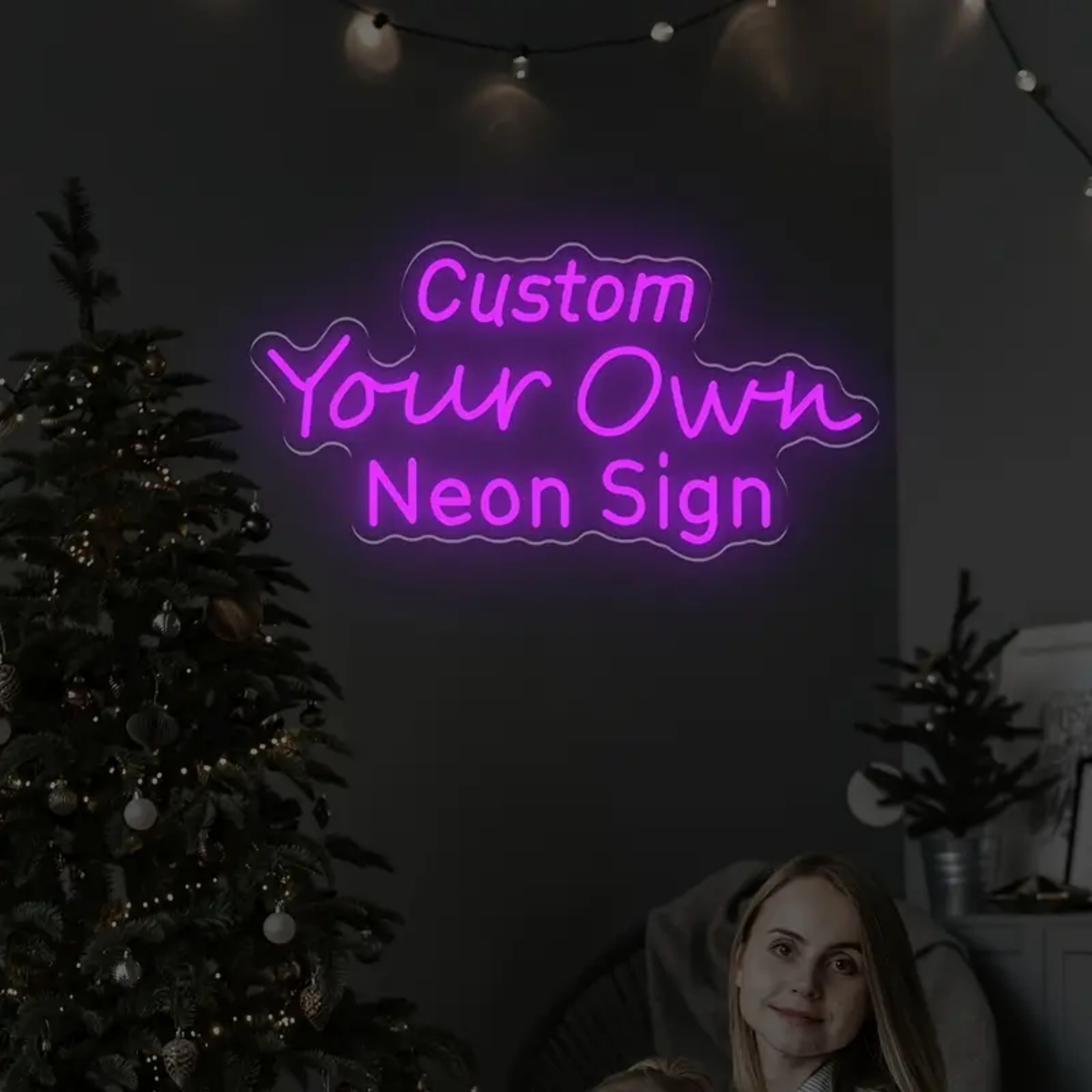 UPONRAY Three Lines Custom Neon Signs, Usb Powered with Adjustable Brightness Wall Decor for Gifts, Purple, 20 inch