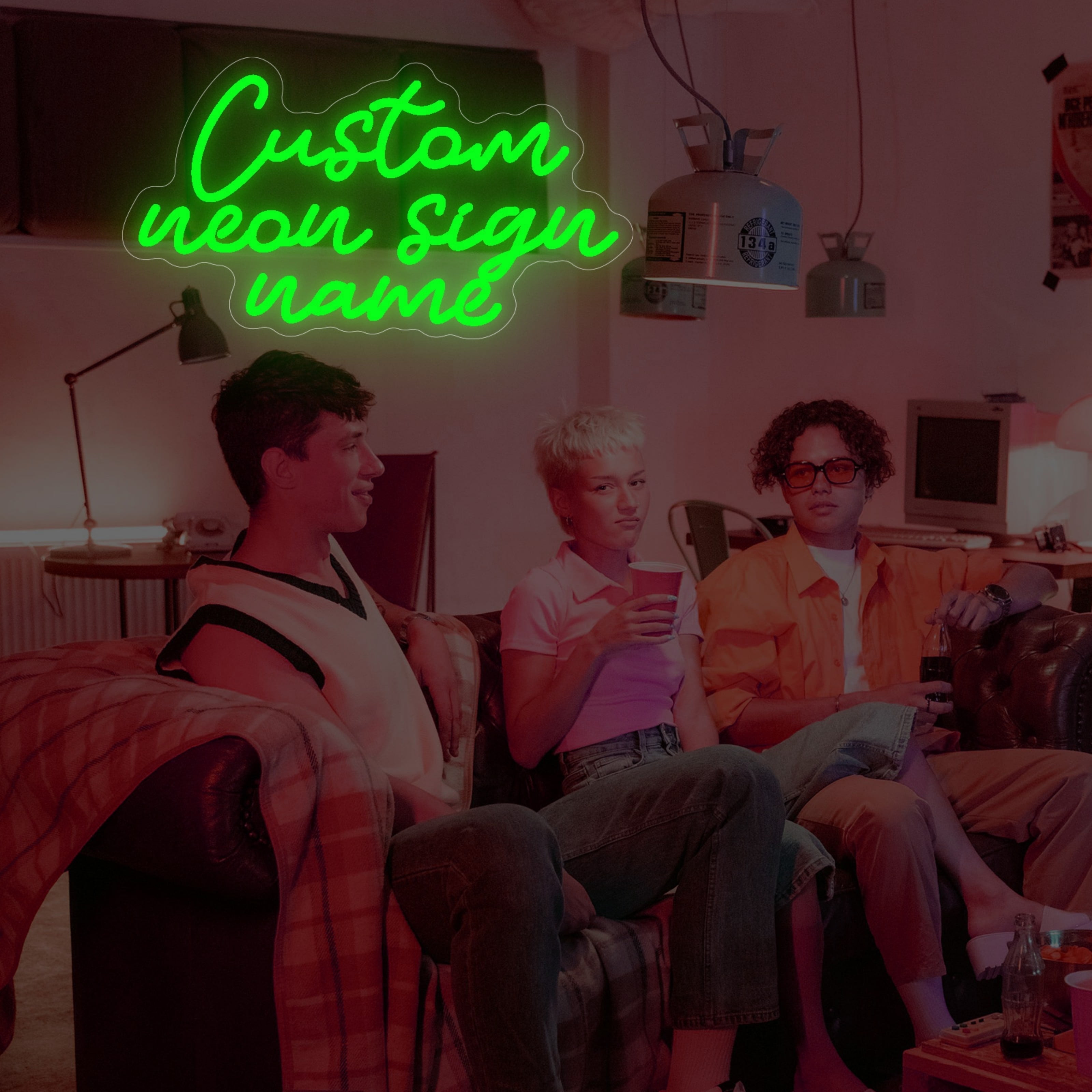 UPONRAY Three Lines Custom Neon Signs, Usb Powered with Adjustable Brightness Wall Decor for Gifts, Green, 14 inch