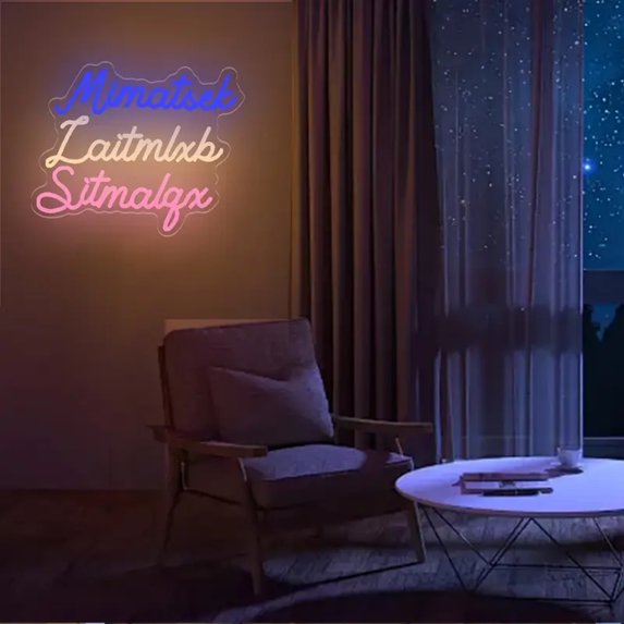 UPONRAY Three Lines Multicolor Custom Neon Signs, Usb Powered with Adjustable Brightness Wall Decor for Gifts, Dark Blue + Warm White + Pink