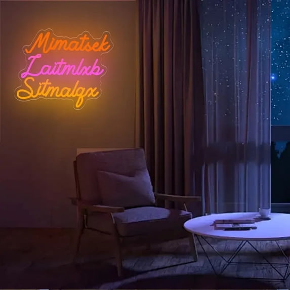 UPONRAY Three Lines Multicolor Custom Neon Signs, Usb Powered with Adjustable Brightness Wall Decor for Gifts, Orange + Rose Red + Yellow