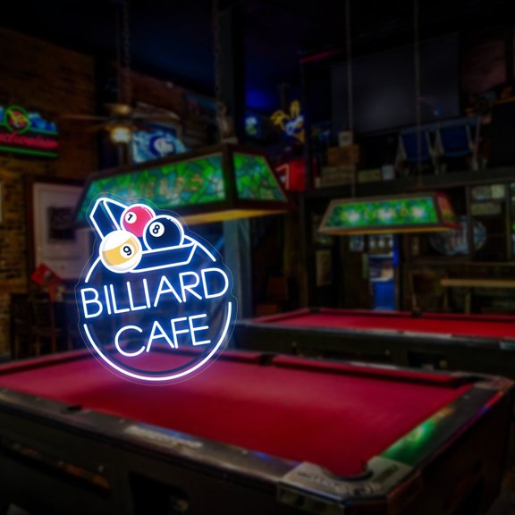 UPONRAY Two Lines Circular Billiards Custom Neon Signs, Usb Powered with Adjustable Brightness Wall Decor for Gifts, Dark Blue, 14 inch