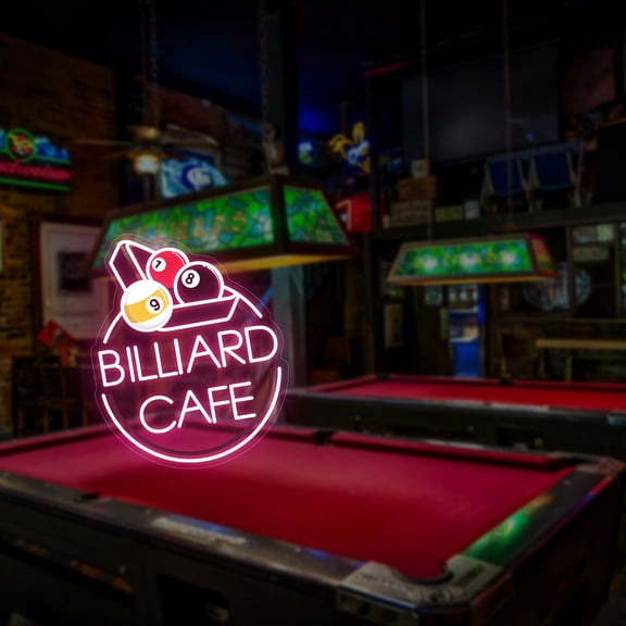 UPONRAY Two Lines Circular Billiards Custom Neon Signs, Usb Powered with Adjustable Brightness Wall Decor for Gifts, Pink, 14 inch