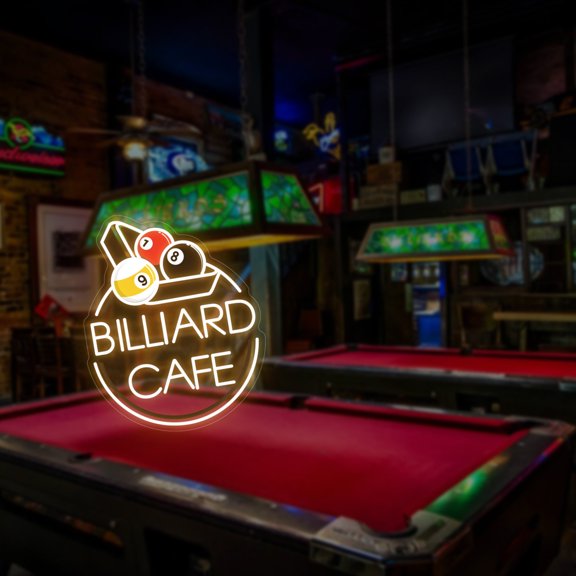 UPONRAY Two Lines Circular Billiards Custom Neon Signs, Usb Powered with Adjustable Brightness Wall Decor for Gifts, Warm White, 20 inch