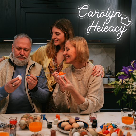 UPONRAY Two Lines Custom Neon Signs with Crown, Usb Powered with Adjustable Brightness Wall Decor for Gifts, Cool White, 10 inch