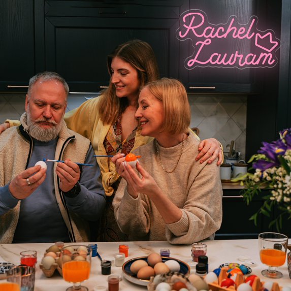 UPONRAY Two Lines Custom Neon Signs with Crown, Usb Powered with Adjustable Brightness Wall Decor for Gifts, Pink, 18 inch